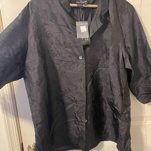Carole Little Black Casual Button Down Shirt